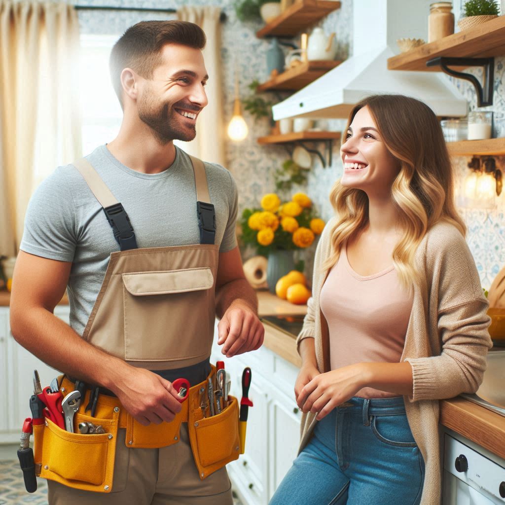 plumber and customer plumber and customer